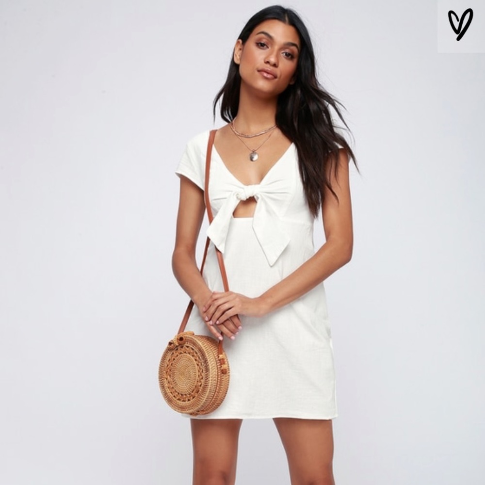 MinkPink white front tie dress